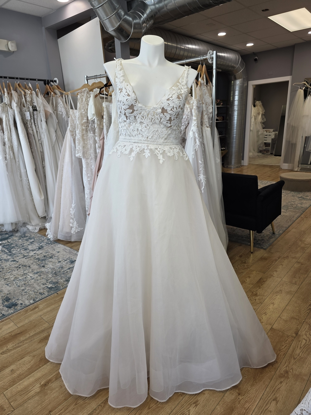 Ivory Lace Bodice A-Line Wedding Dress